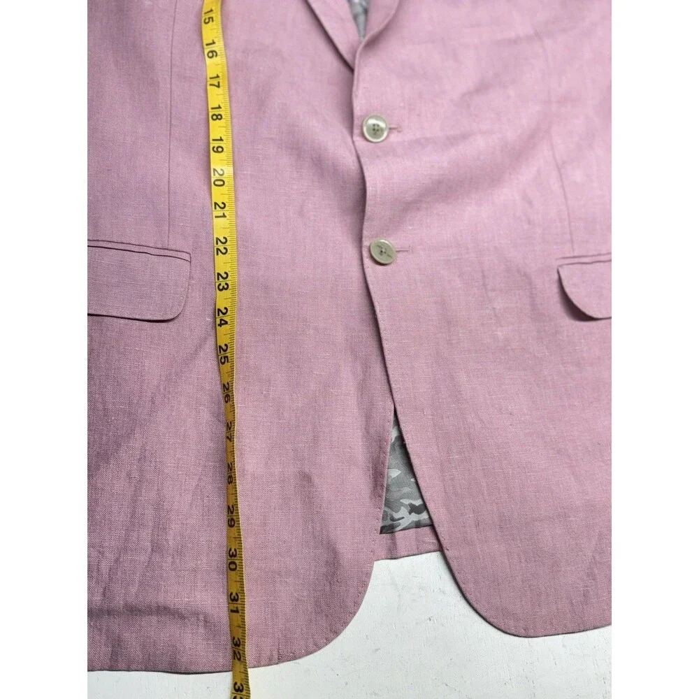 Joseph Abboud Men’s 2 Piece Pink 100% Linen Suit 48R 42x30 Summer Wedding Casual